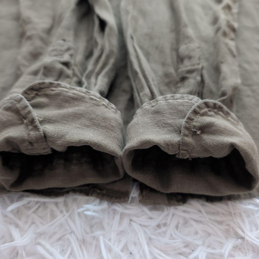 現行 ポロラルフローレン リネンシャツ 刺繍ポニー カーキ M