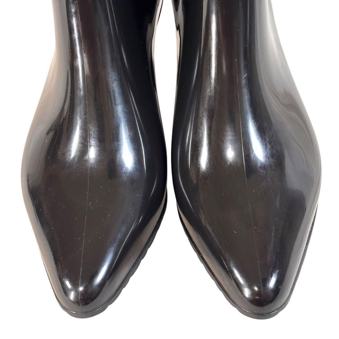 良品 グッチ 36 23 レインブーツ インターロッキング GG ブラック