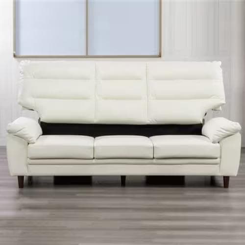 新品同様［3人掛］ソファ 幅209 合成皮革 アイボリー 色