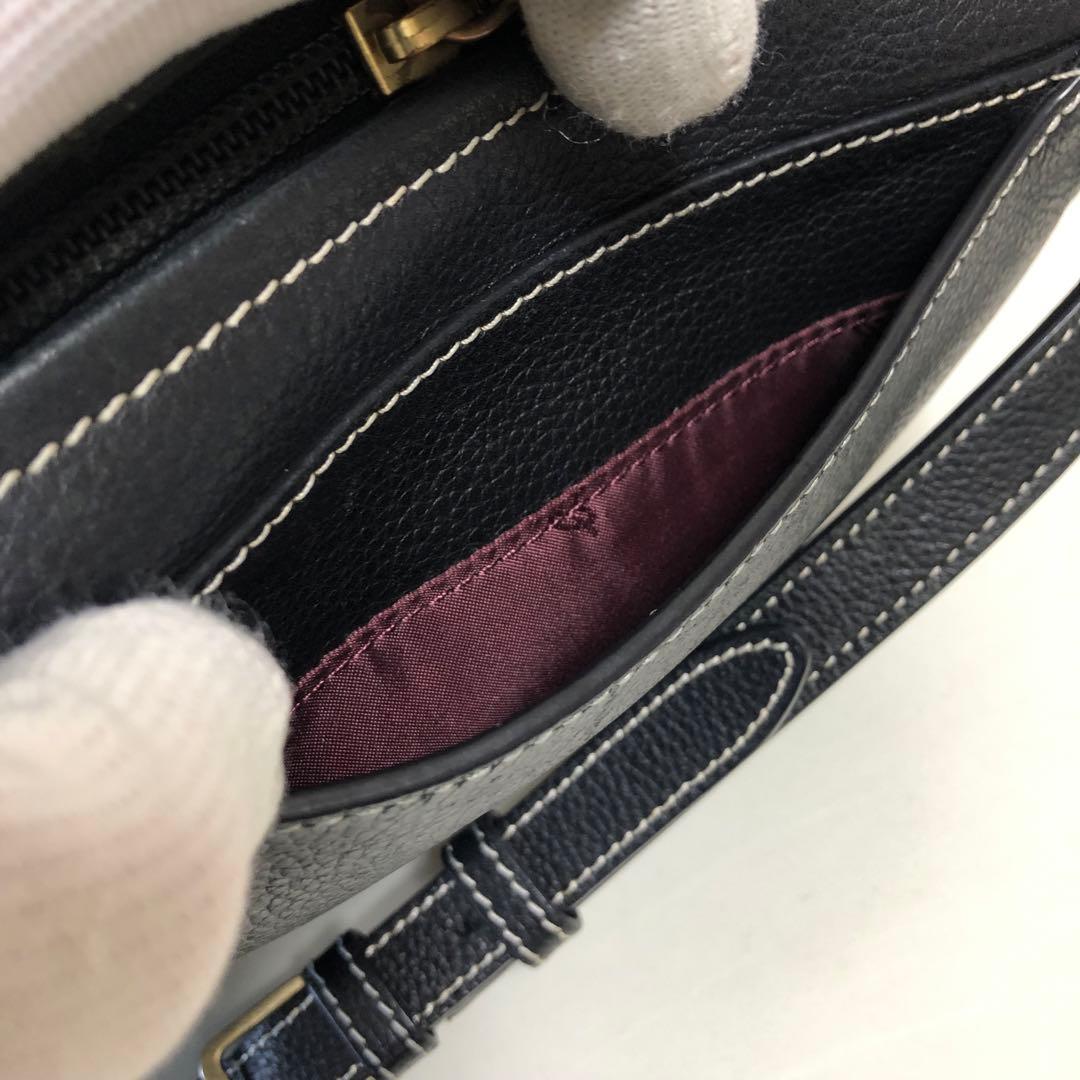 アニエスベー ショルダーバッグ ステッチ レザー ブラック