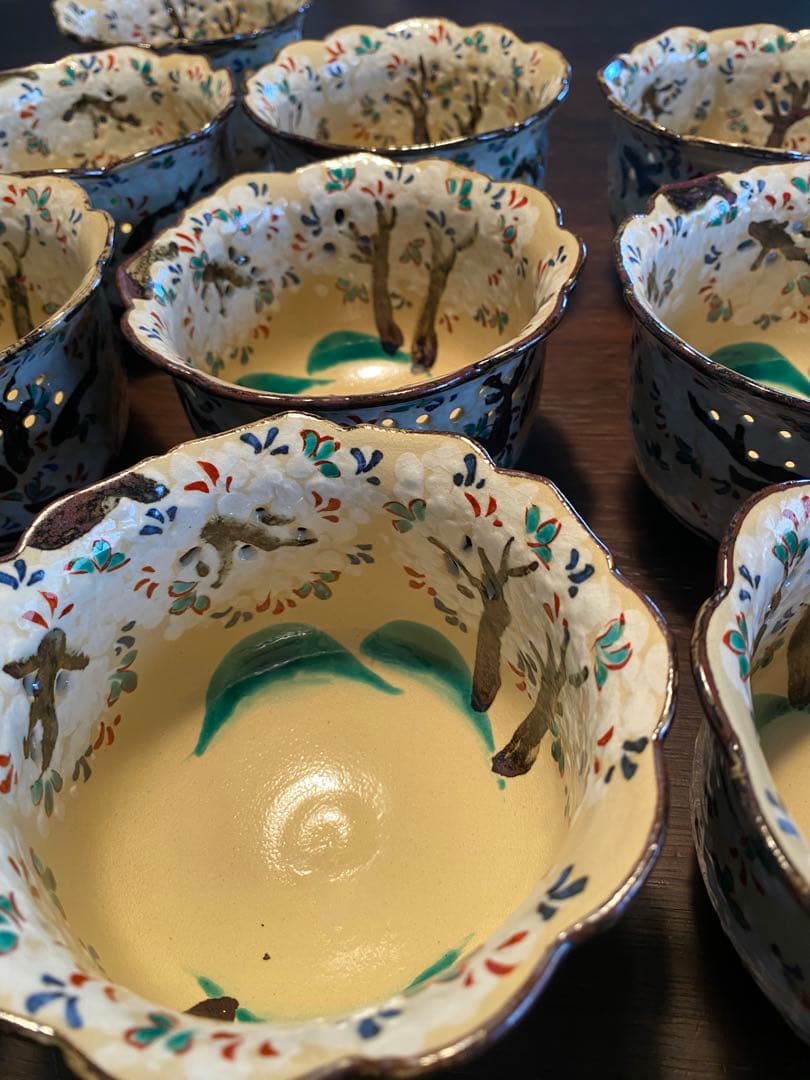 京焼　乾山写吉野桜向付9客 (お造り・先付け)の器