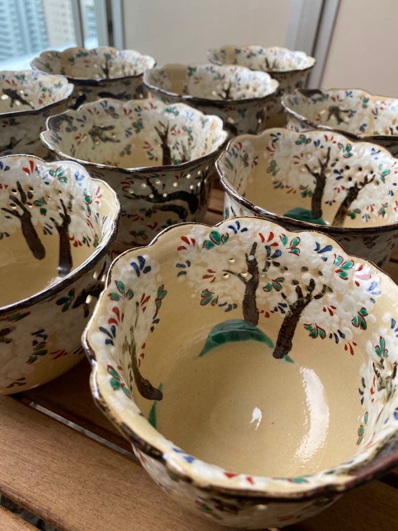 京焼　乾山写吉野桜向付9客 (お造り・先付け)の器