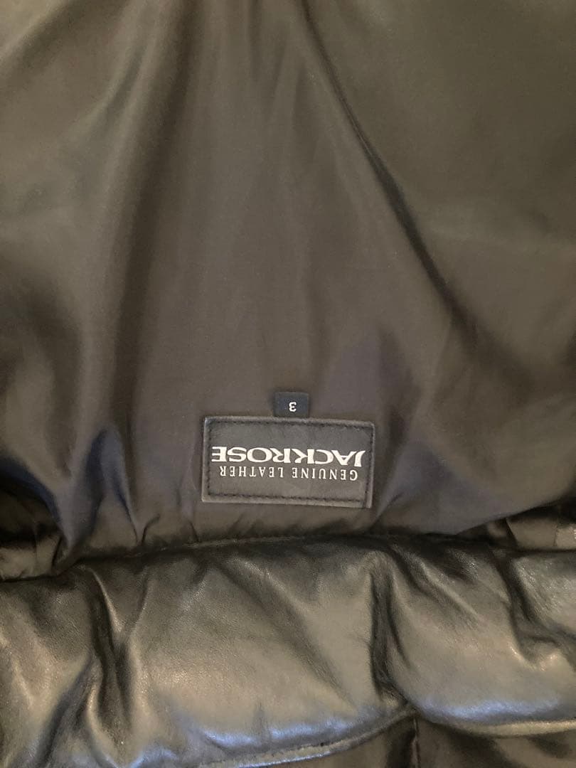 JACKROSEブラック フード付き 本革レザーダウンジャケット（羊） サイズ3