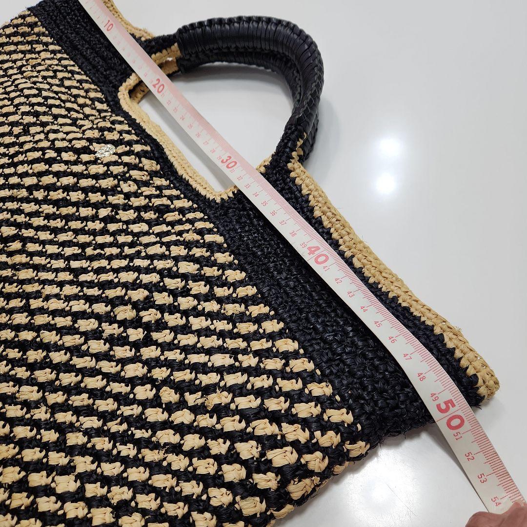 ヘレンカミンスキー　ラフィアバッグ 黒×ベージュ