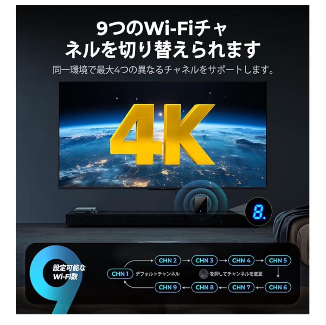 4K対応 ワイヤレスHDMI 送受信機セット 最大120m伝送 低遅延