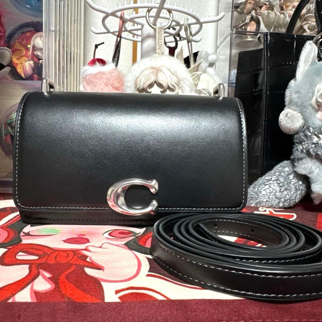 COACH ミニショルダーバッグ ブラック シルバーロゴ 正規品