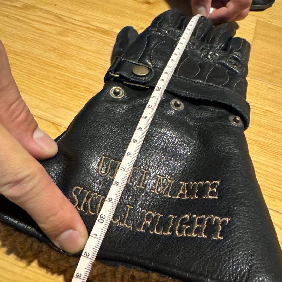 【スカルフライト★ガントレットグローブ黒M】ミトン付き寒冷地仕様　バイクグローブ