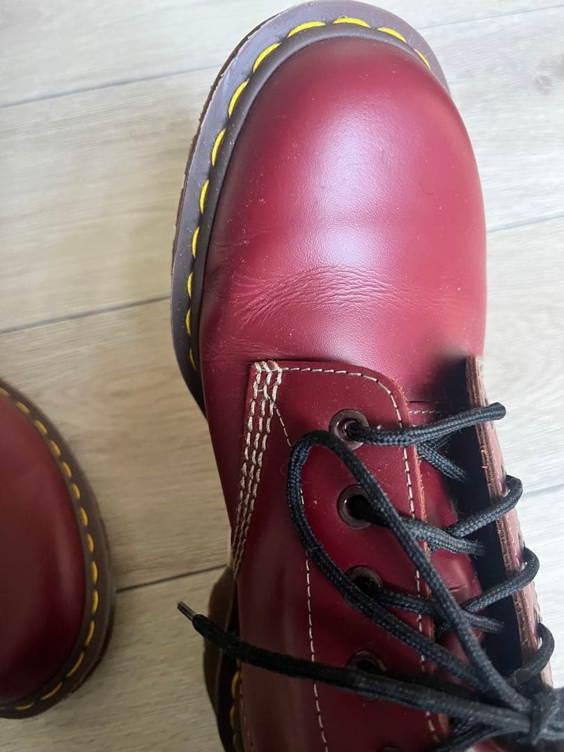 8ホール　レザー赤　ワークブーツ 新品シューレース付き