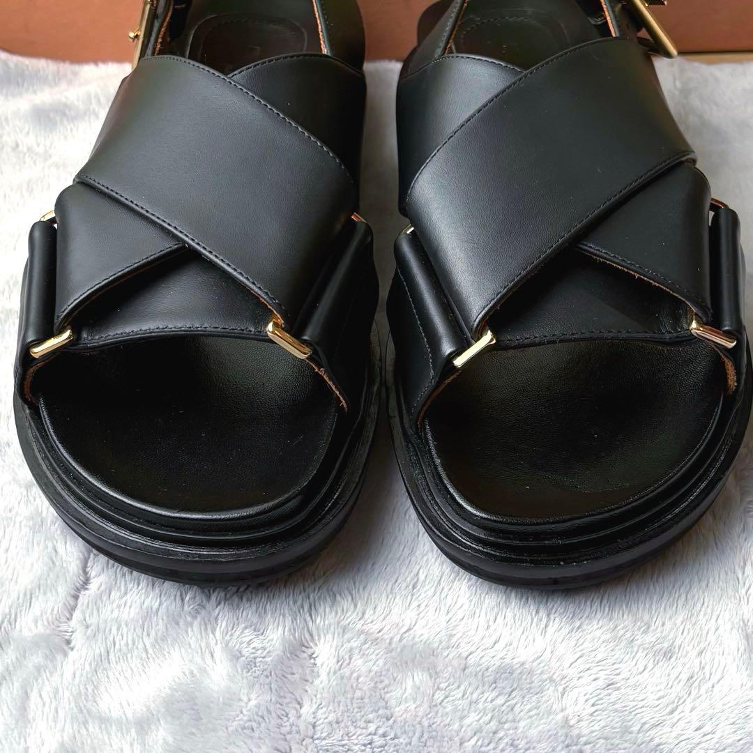 MARNI マルニ クリスクロス スフベット レザーサンダル ブラック 36