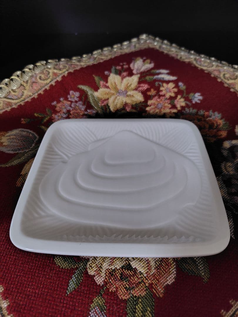 【招福・美品】白い風・深川製磁・貝文様・白皿・長方形5枚セット