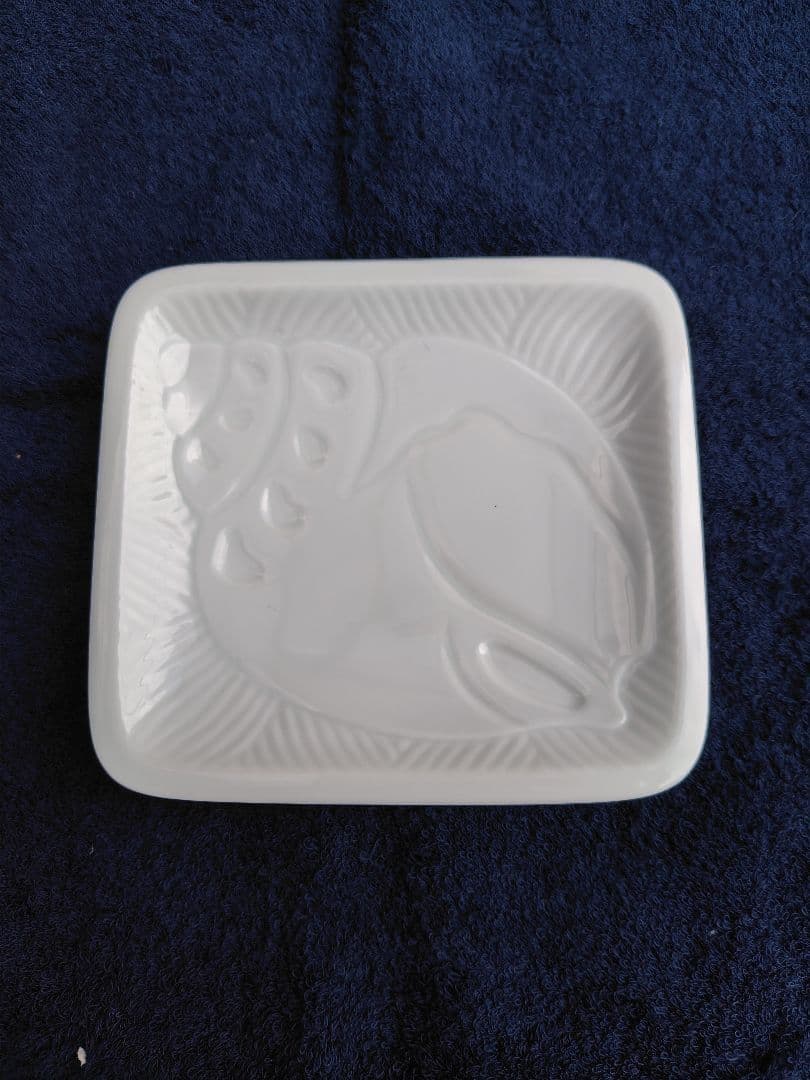 【招福・美品】白い風・深川製磁・貝文様・白皿・長方形5枚セット