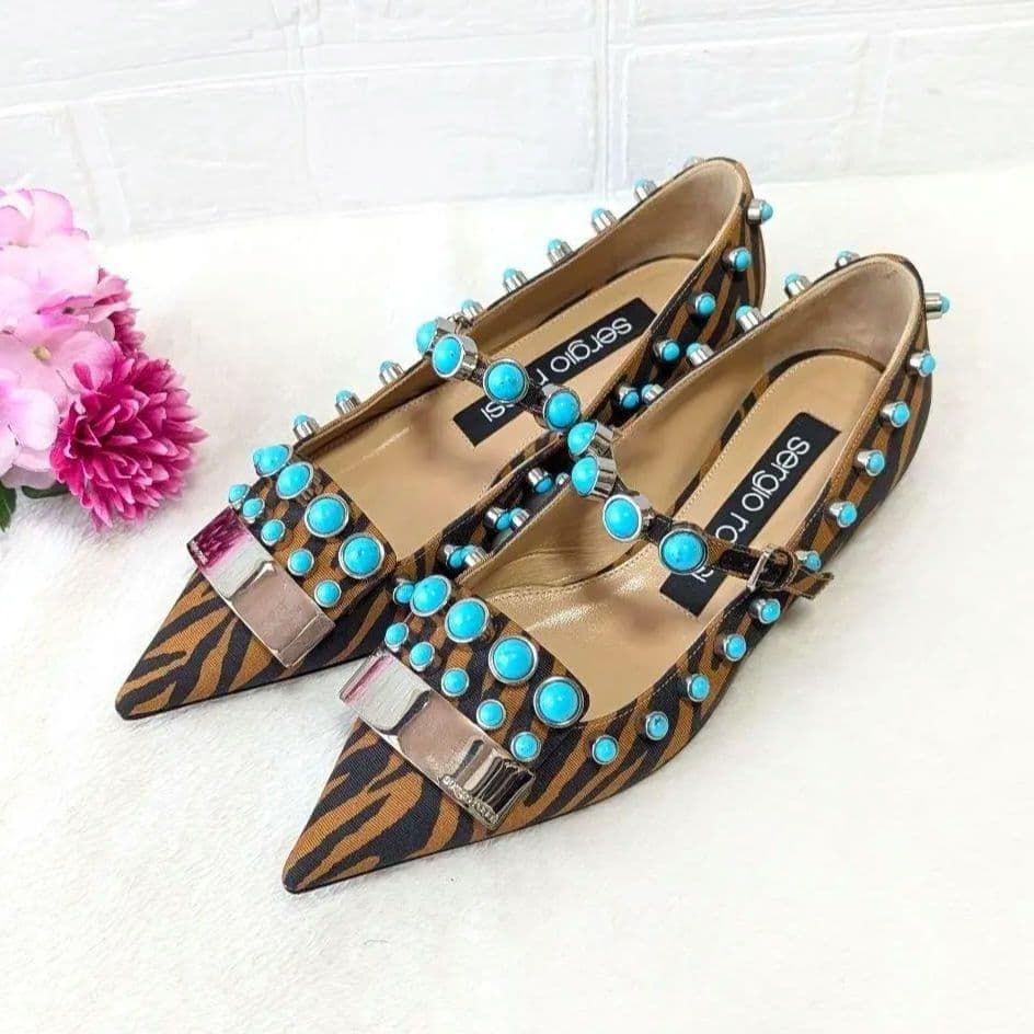 ✨希少✨セルジオロッシ ターゴイズ バレエシューズ フラットシューズ