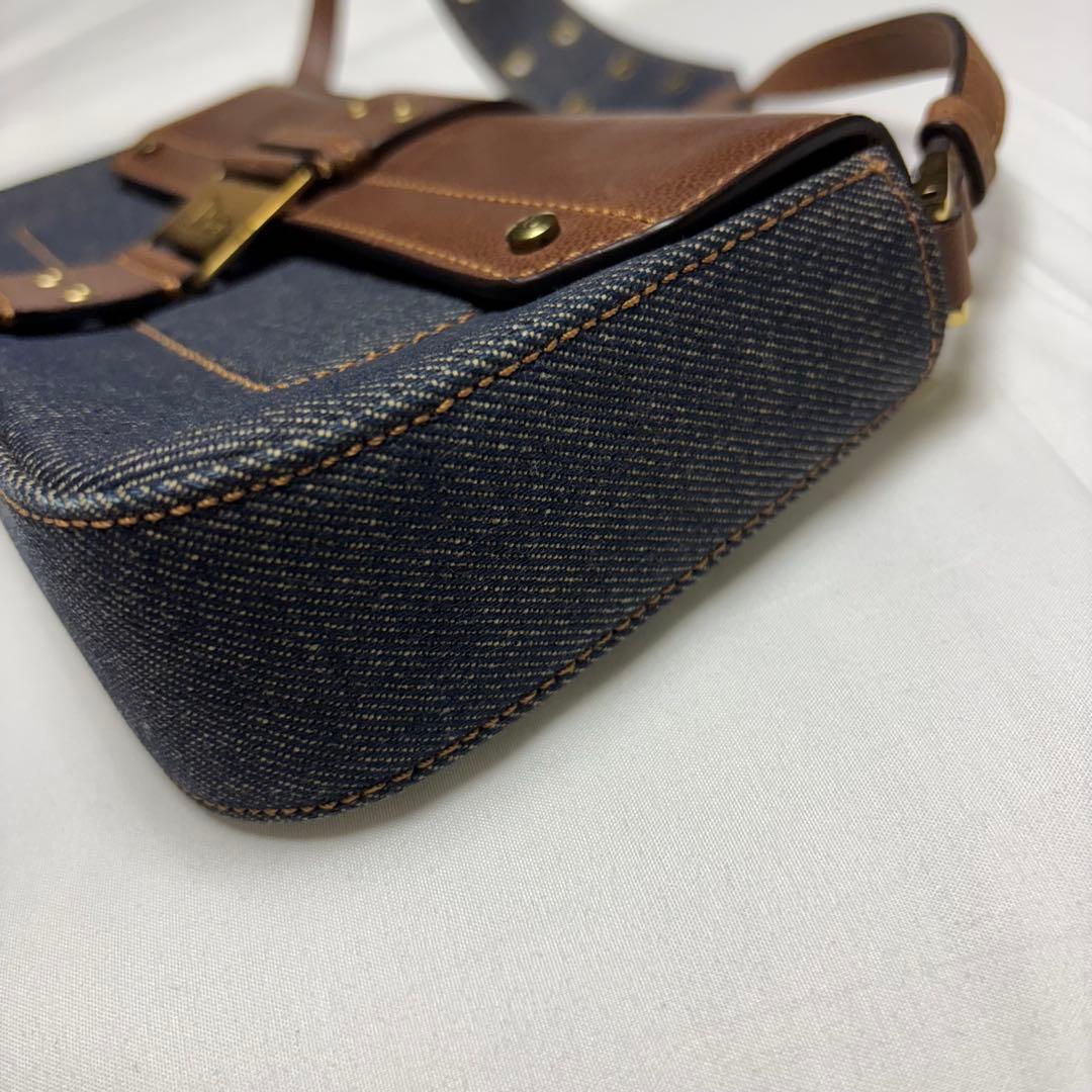 クリスチャンディオール ストリートシック デニム レザー ワンショルダーバッグ