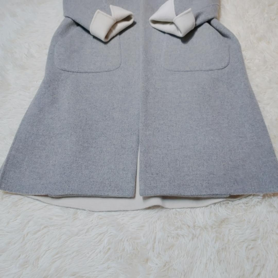 美品✨　エンフォルド ウール ソフトリバー スリット ノーカラー グレー