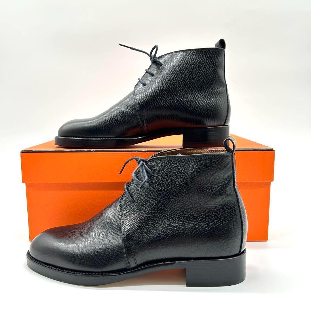 未使用級　エルメス　HERMES （35.5） 革靴　レザーチャッカブーツ　黒