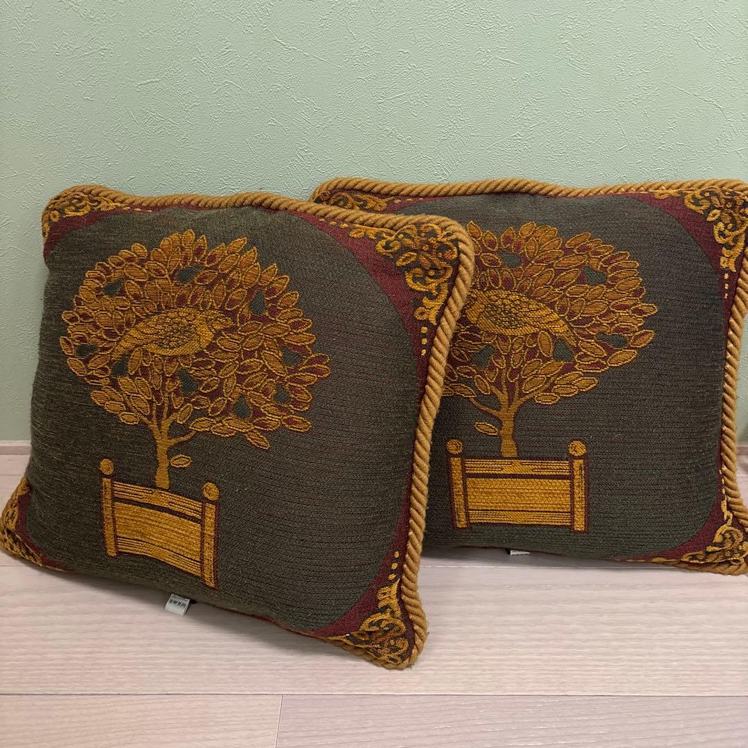 マルベリー　ホーム　木と鳥のデザイン クッションカバー 2個セット