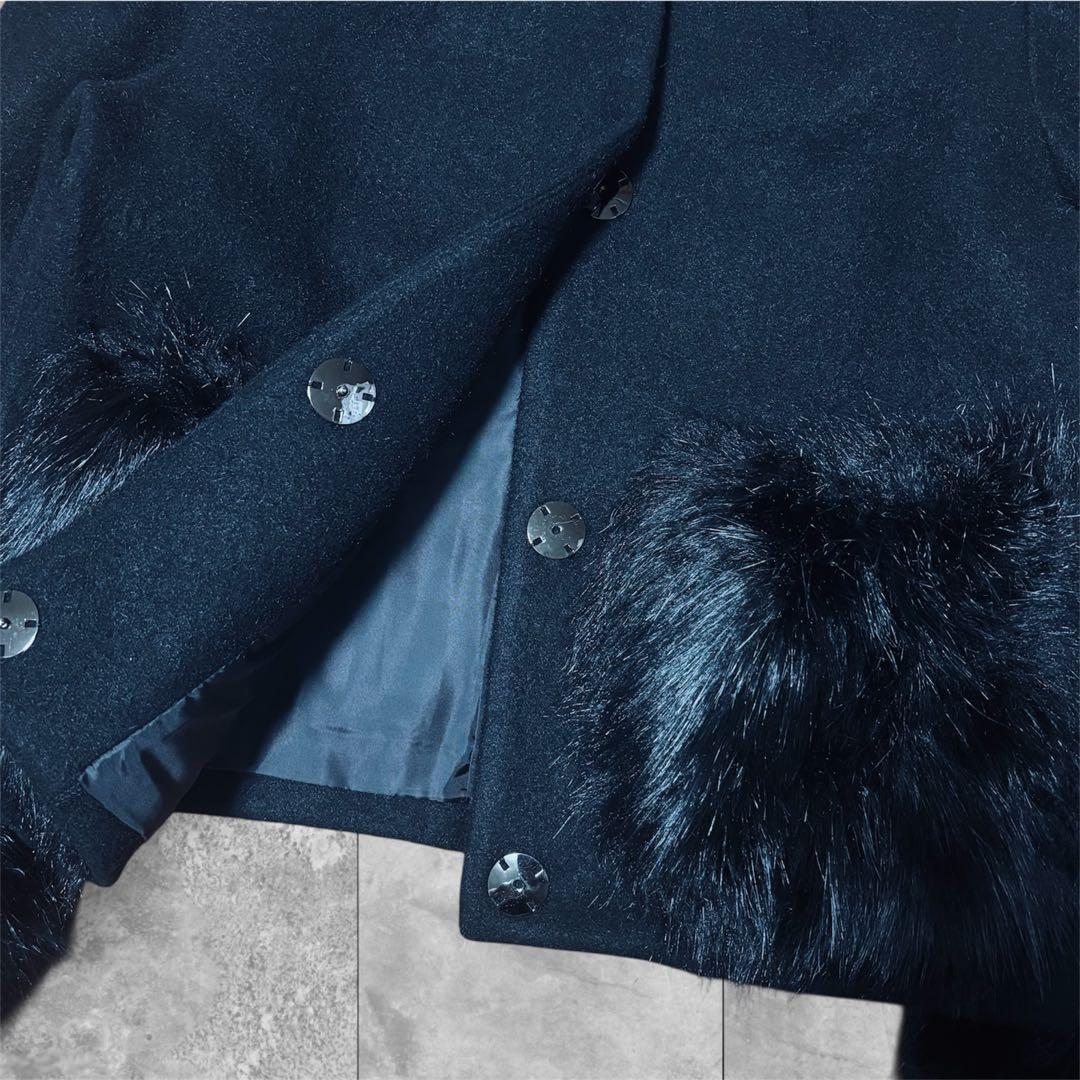 【美品】 FENNEL フェンネル ノーカラージャケット ショートコート ファー