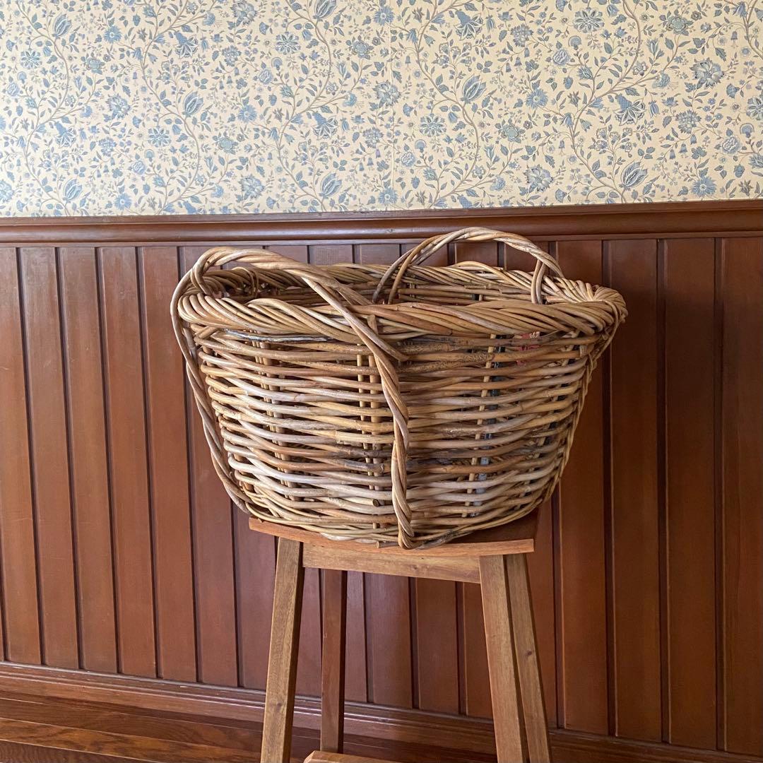 フランス アンティーク　籐籠　ラタン バスケット　アルデンヌ製　パニエ　大型