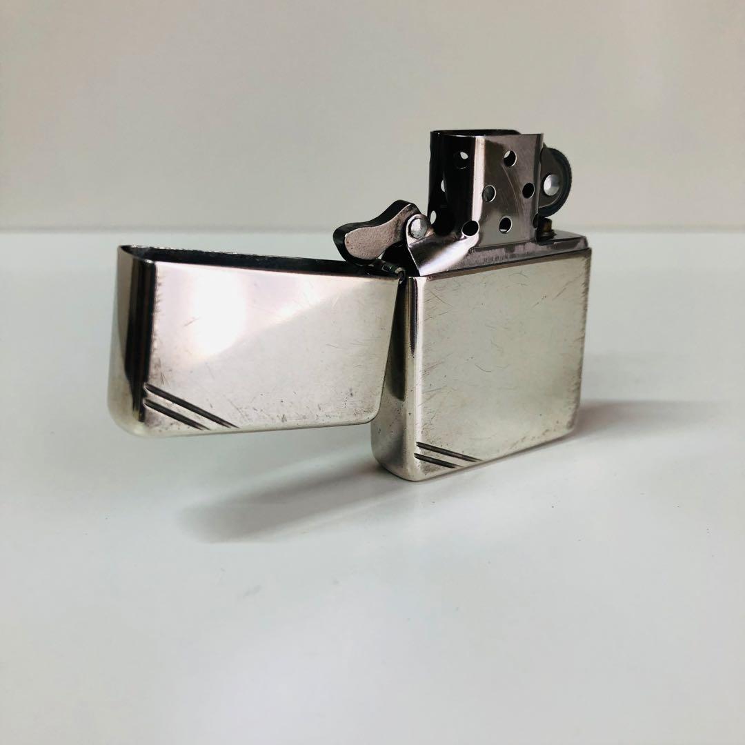 スターリングシルバーダイアゴナルラインフラットトップZIPPO