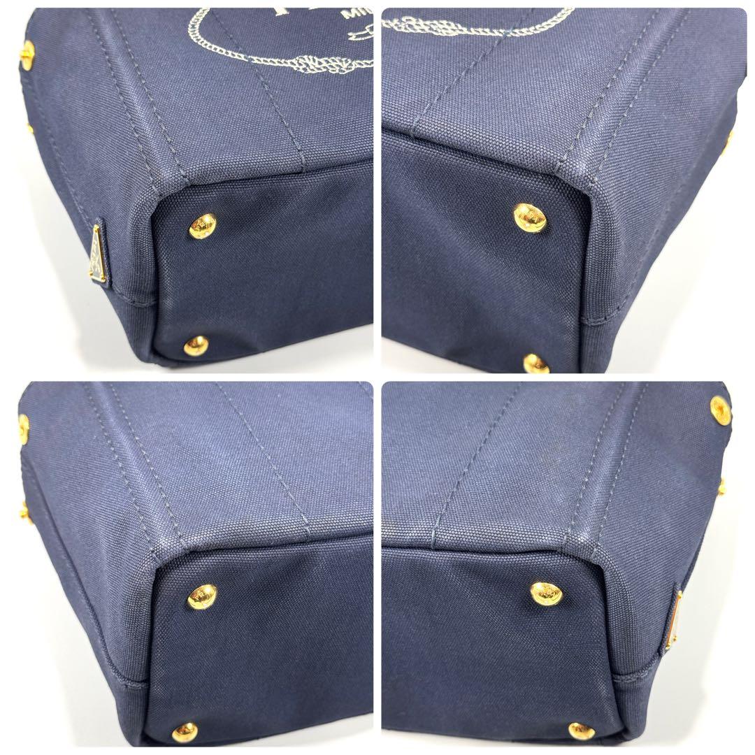 美品✨ PRADA プラダ カナパ S ネイビー ハンドバッグ キャンバス