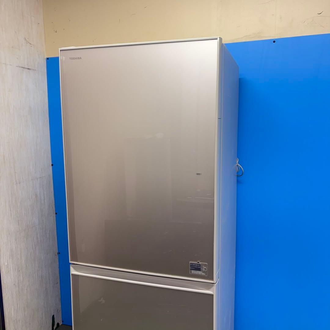 717 ガラストップ　大型冷蔵庫　400L強 極美品　自動製氷機付　5ドア　人気