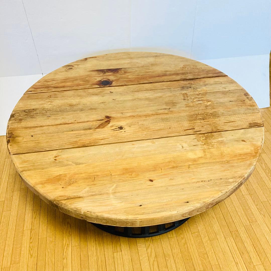ローテーブル　リビングテーブル　丸テーブル　木製　幅90cm ヴィンテージ
