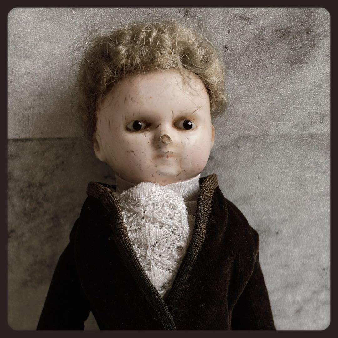 レアアンティーク　 ブロンドの男の子 ショルダーヘッドワックスドール
