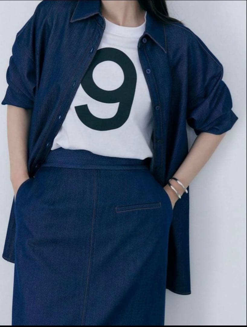 【美品】 ラグナムーン　柳橋唯コラボ　ワイドスリーブタイネック シャツ