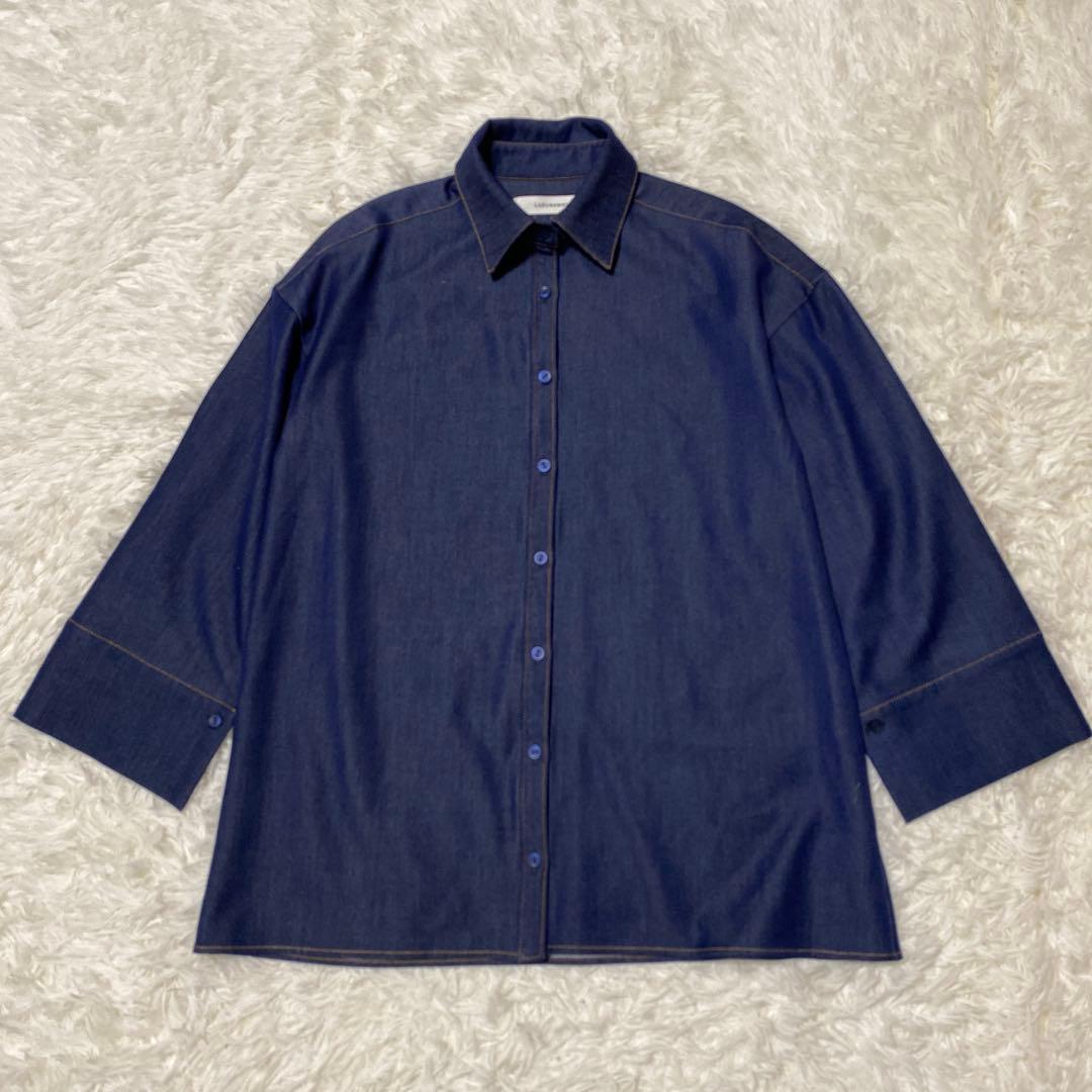 【美品】 ラグナムーン　柳橋唯コラボ　ワイドスリーブタイネック シャツ