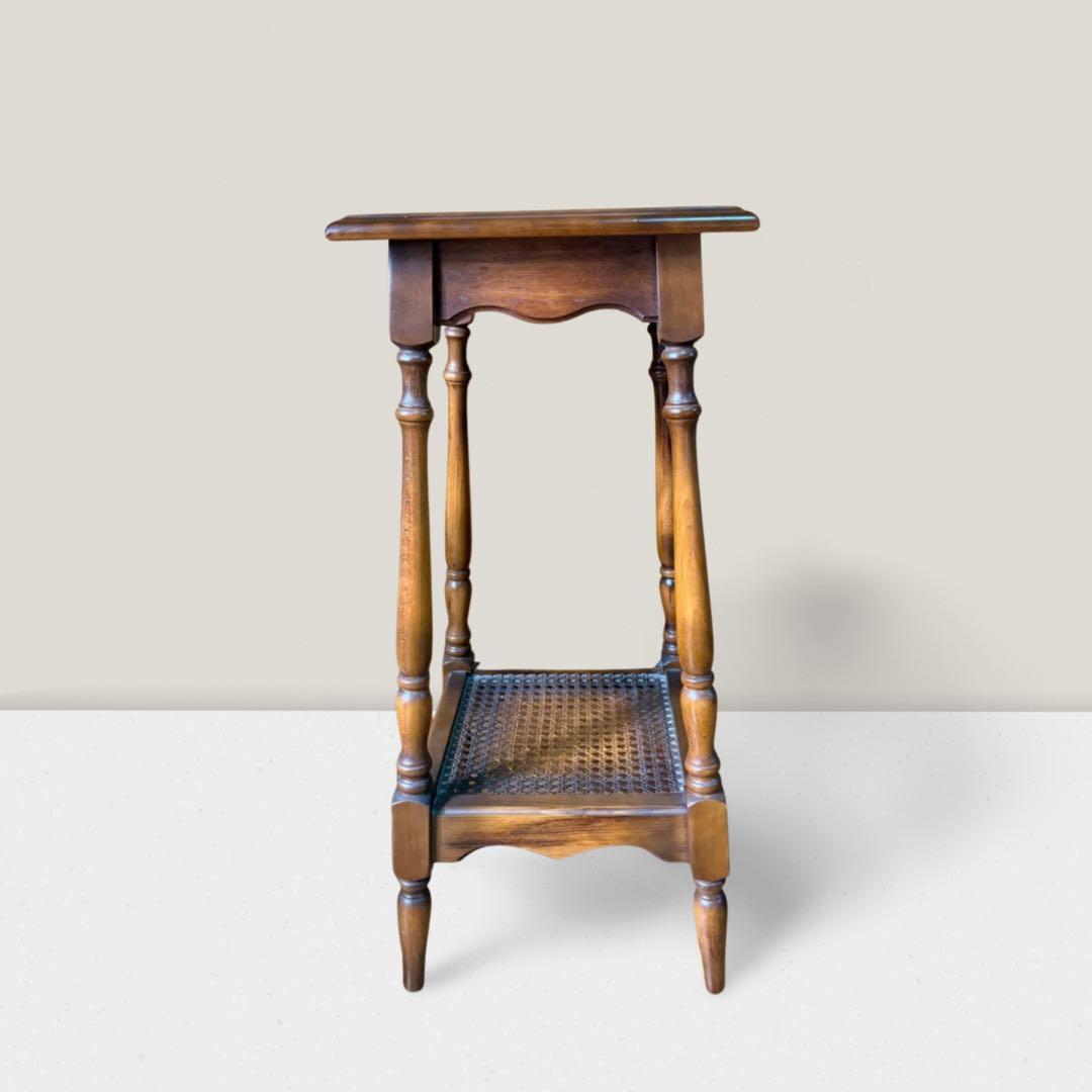 オールドカリモク 花台 電話台 ラタン サイドテーブル アンティーク