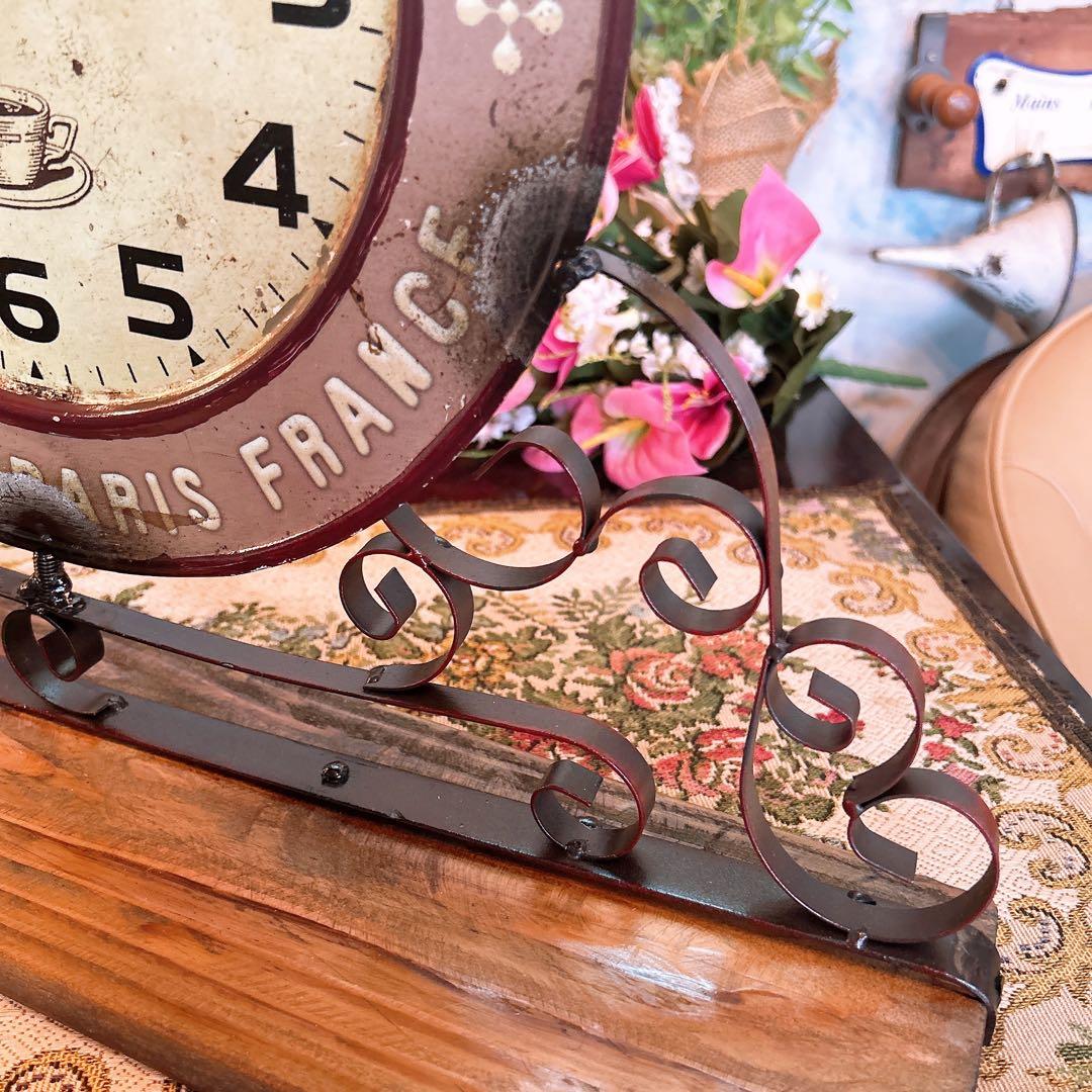 フレンチアンティークデザインの時計 カフェ 置き時計 PARIS