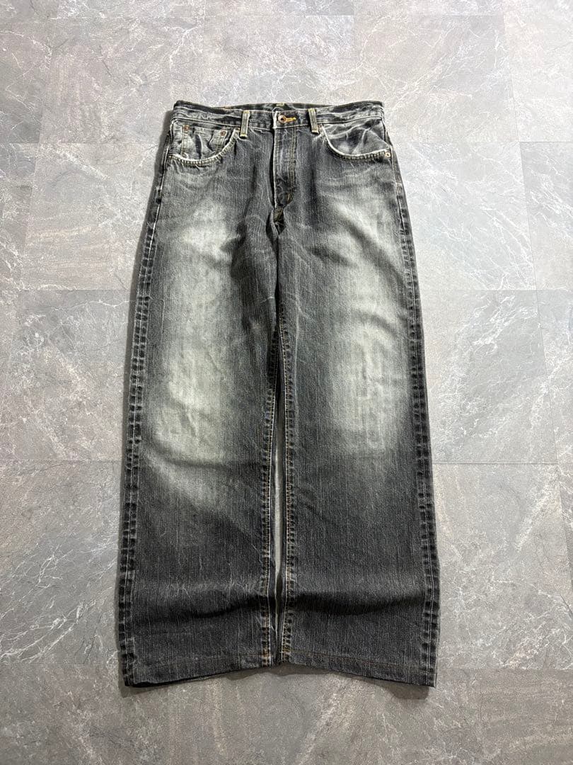 パンツ EDWIN selvage wide black denim pants W32