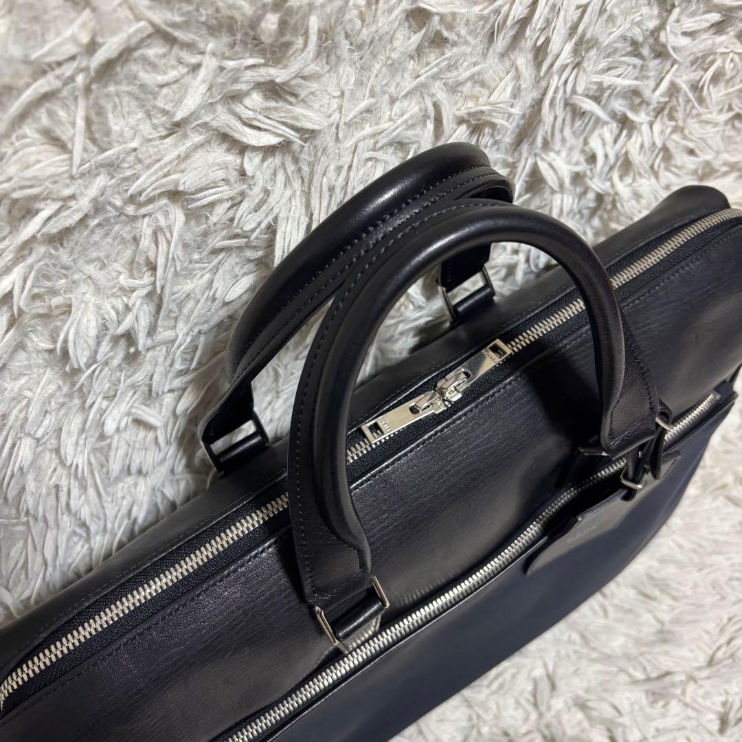 ポーター ロウ ブリーフバッグ ビジネス PC収納　ブラック×ネイビー L