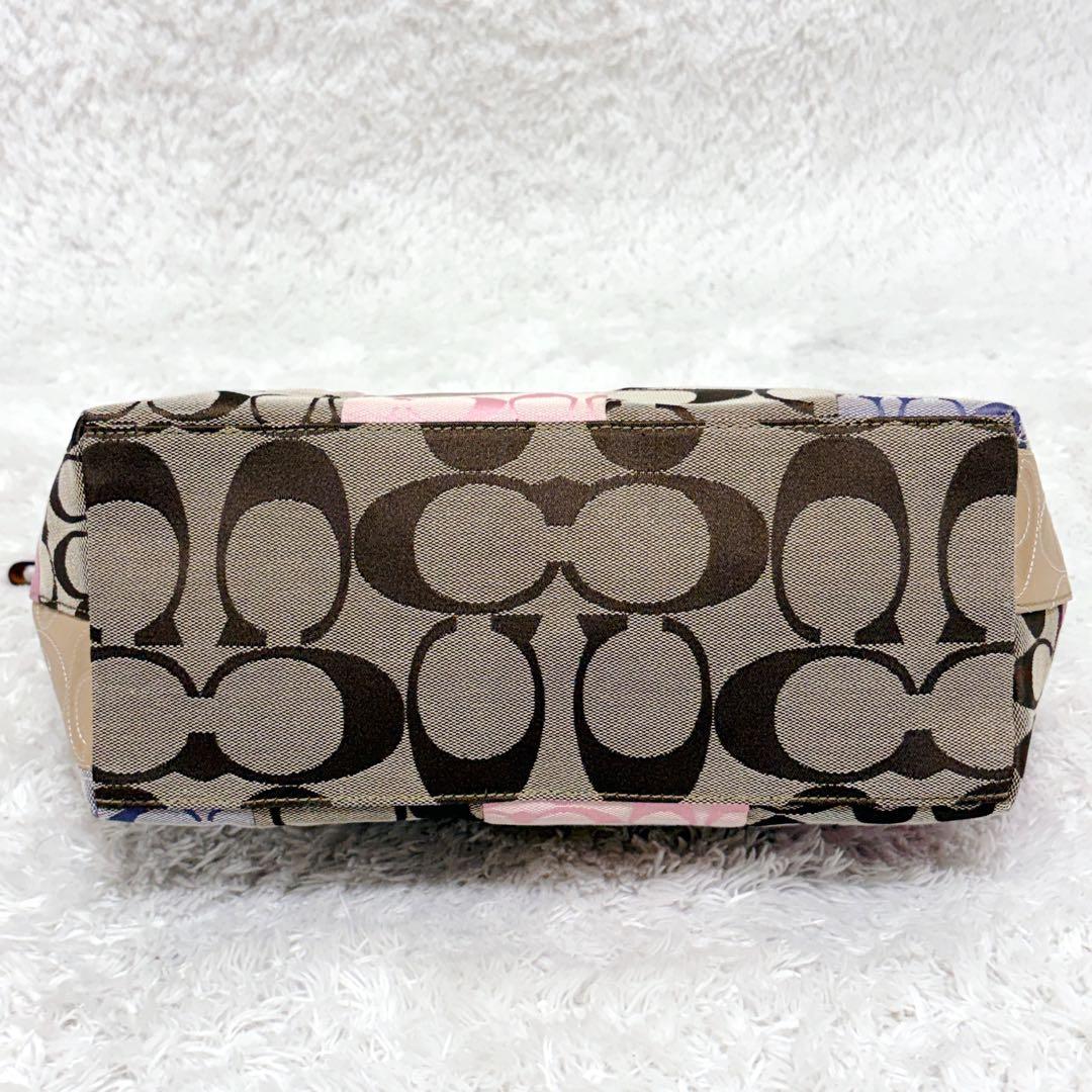 COACH パッチワーク トートバッグ A4可 シグネチャー レザー 金具