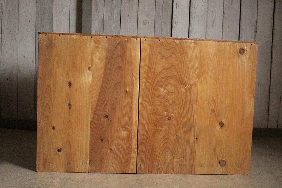 前面ガラスの木製引き出し2段　食器棚　シャツケース　収納棚　古家具