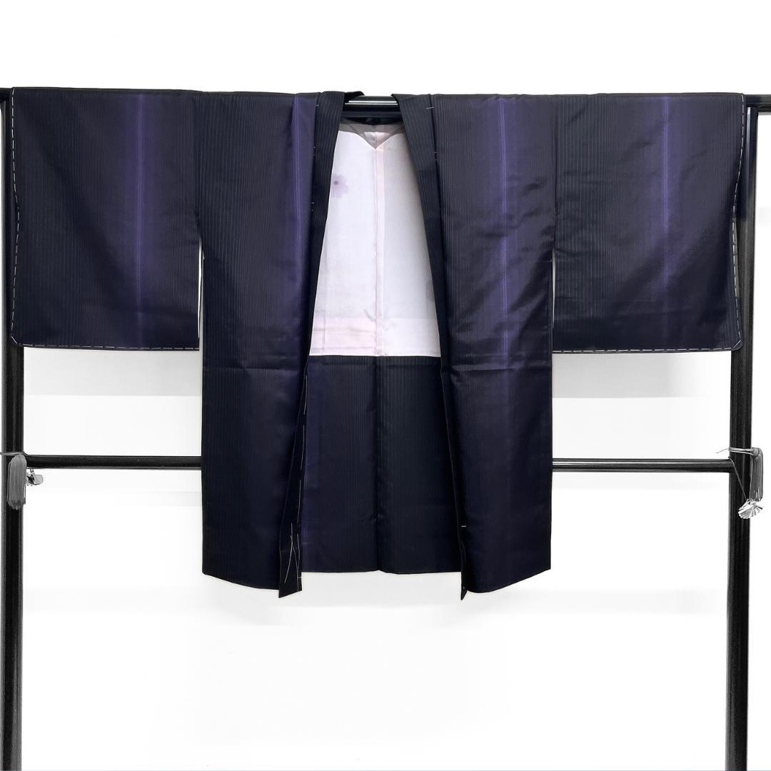 未着用　小紋　染め大島紬　アンサンブル　縦縞　モード　着物　124b d ms