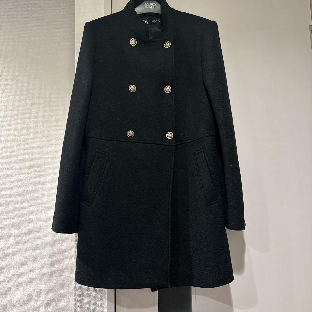 ZARA 新品 ウールダブルブレストコート ゴールドボタン L