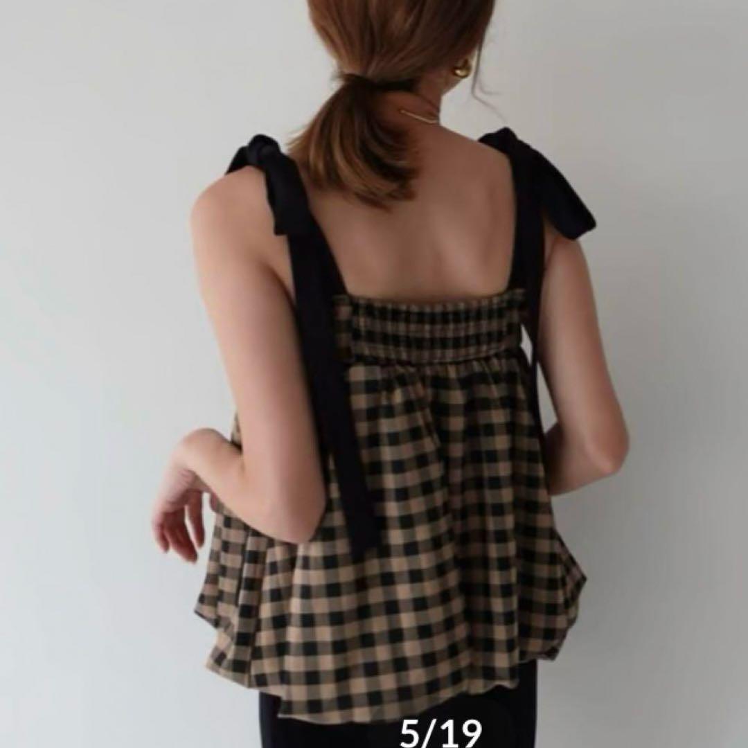 MAISONRAVIEW チェックリボンキャミソール