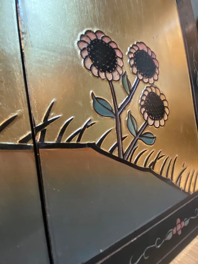 2802❣️ 中国　金屏風　アンティーク