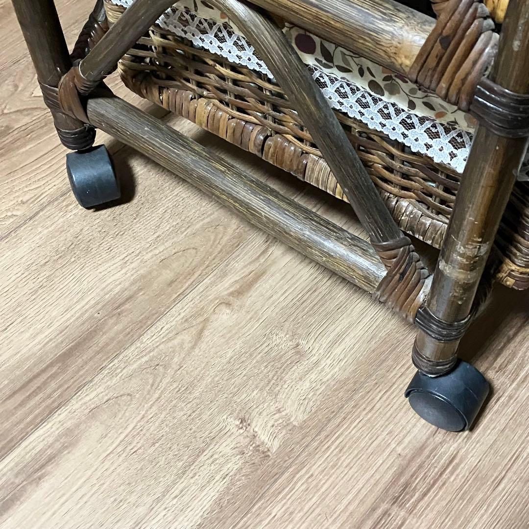 1点物 ラタン 4段 チェスト キャスター付 収納棚 ヴィンテージ レトロ 花柄