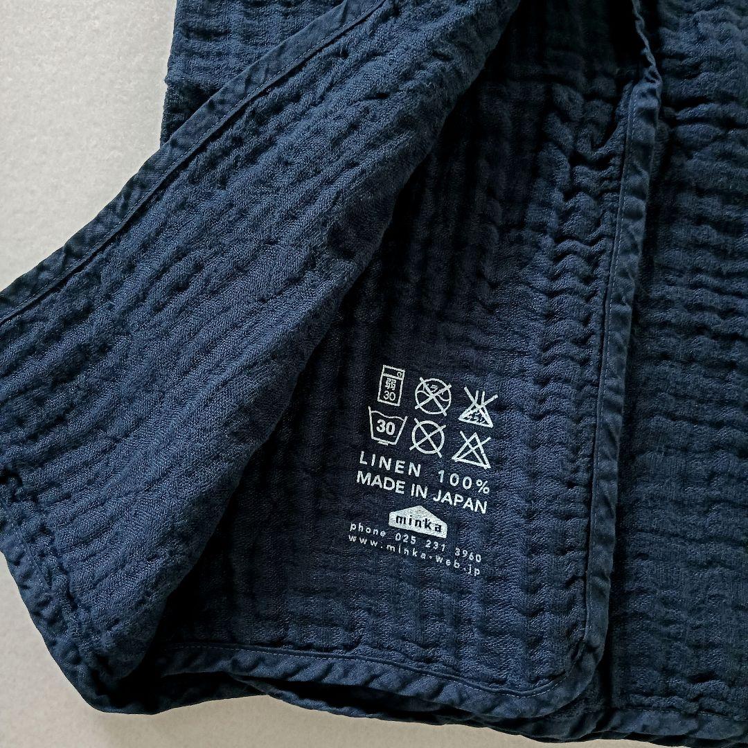 眠家 minka リネン五重ガーゼケット　ネイビー日本製