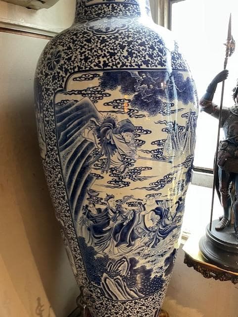 青白陶器花瓶 約1.5m