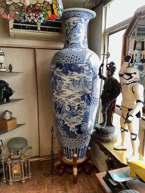 青白陶器花瓶 約1.5m