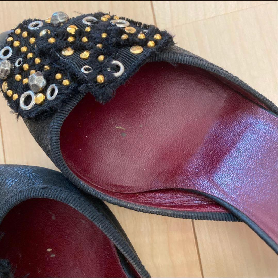 PRADA スタッズ ビジュー ミュール 37 ポインテッド ヒール