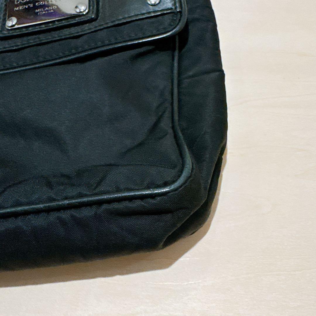 DOLCE&GABBANA ドルガバ ミニショルダーバッグ ナイロン レザー 黒