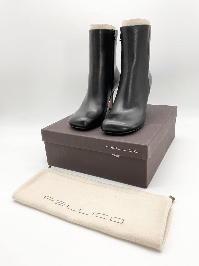【未使用】PELLICO セミスクエアトゥ パンプス ブラック 38