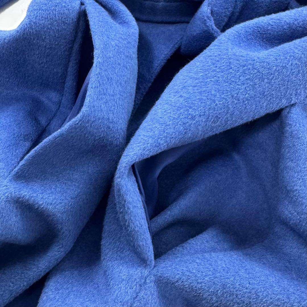 ジバンシー カシゴラ フード ベルテッドコート ウール カシミヤ アンゴラ 青