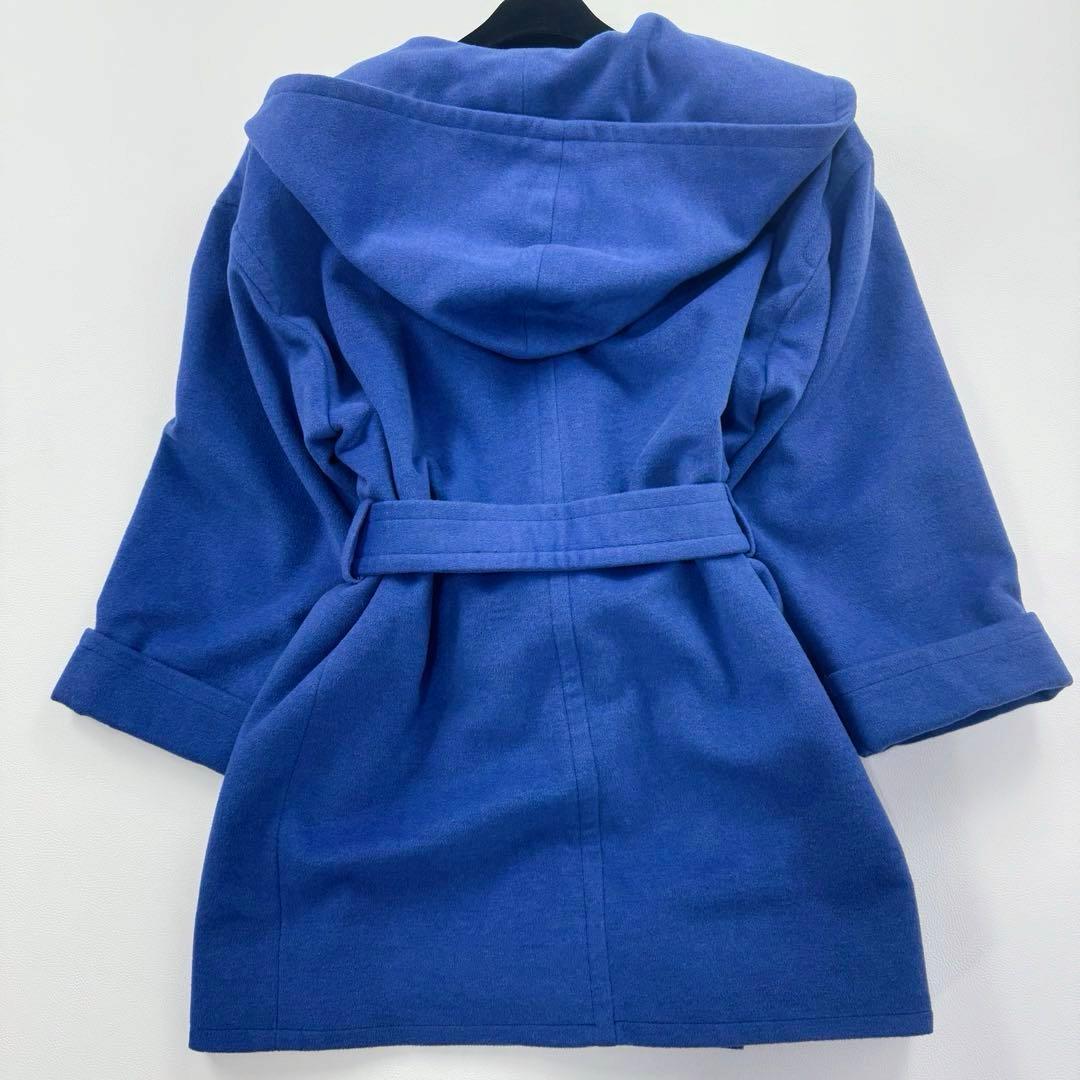 ジバンシー カシゴラ フード ベルテッドコート ウール カシミヤ アンゴラ 青