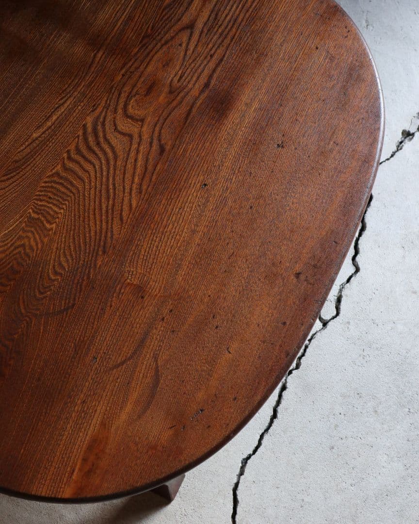 栓(セン)の小判型ちゃぶ台　古道具 古家具 アンティーク レトロ カフェ 古民家