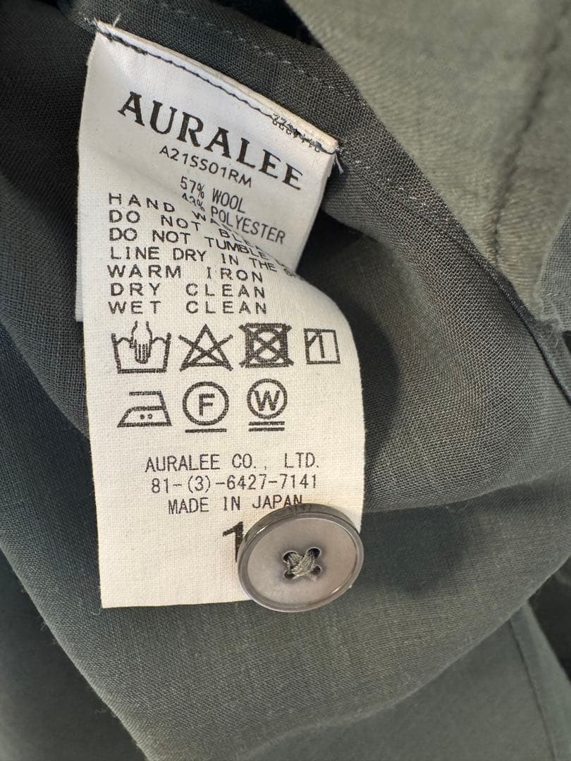 AURALEE オーラリー シアーシャツ モスグリーン　サイズ1